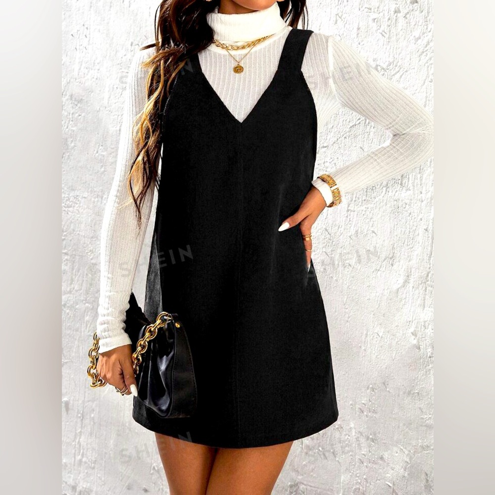 Black corduroy dress.